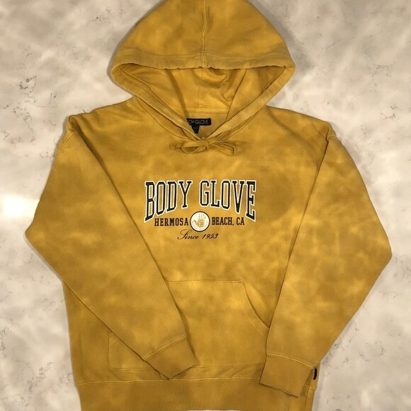 Body Glove Prep School Chill Fleece Retro Style 100% Cotton Hoodie Gold Sz XS - Picture 16 of 16
